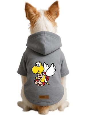 Esranın Dünyası Monopetz Baskılı Içi Polarlı Köpek ve Kedi Kıyafeti & Elbisesi - Gri Renk Kapüşonlu Hoodie B527B M