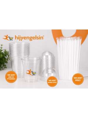 Hijyen Gelsin Soğuk Kahve Seti  300CC Bardak+ Bombe  Kapak + Pipet