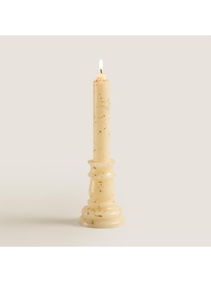 Esranın Dünyası Flamme Kaideli Şamdan Mum Gold 25 cm Gold