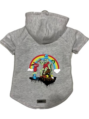 Esranın Dünyası Monopetz Kapişonlu Polar Sweatshirt Köpek ve Kedi Kıyafeti & Elbisesi Gri City 28 Xs