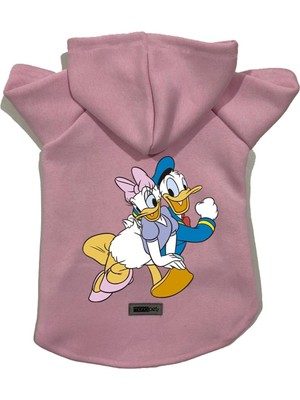 Esranın Dünyası Monopetz Kapişonlu Polar Sweatshirt Köpek ve Kedi Kıyafeti & Elbisesi Pembe Deysi Donald M