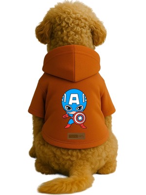Esranın Dünyası Monopetz Baskılı Içi Polarlı Köpek ve Kedi Kıyafeti & Elbisesi - Turuncu Renk Kapüşonlu Hoodie B3433, 6xl