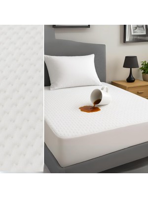 Esranın Dünyası Beylini Yatak Alezi Kapitone Full Fitted Sıvı Geçirmez Kaymaz Yatak Örtüsü Yatak Koruyucu Full Kenar Çarşaf (Beyaz, 120 x 200)