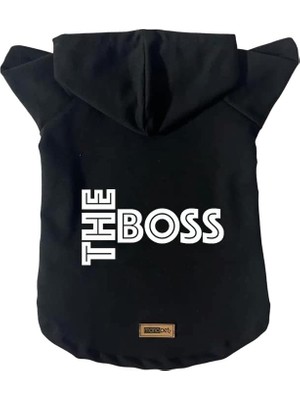 Esranın Dünyası Monopetz Kapişonlu Sweatshirt Köpek ve Kedi Kıyafeti & Elbisesi - Siyah The Boss L Beden