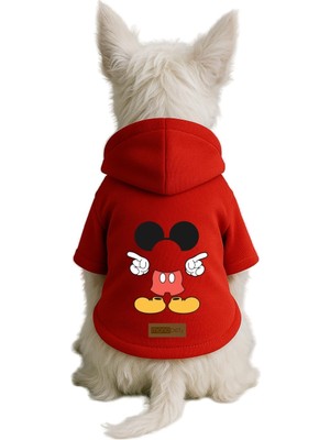Esranın Dünyası Monopetz Baskılı Içi Polarlı Köpek ve Kedi Kıyafeti & Elbisesi - Kırmızı Renk Kapüşonlu Hoodie B14E6 S