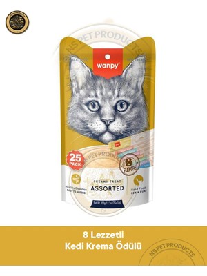 Wanpy Karışık 8 lezzetli Krema Kedi Ödül Maması 25x14gr