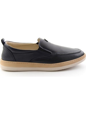 Bambi Lacivert Napa Hakiki Deri Erkek Loafer Ayakkabı E01438039243