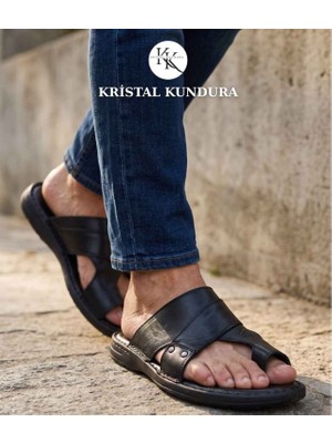 Kristal KR.334 Tam Ortopedik Hakiki Deri Yumuşak Tabanlı Erkek Terlik