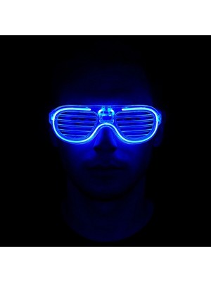Eco Lounge Mavi LED Işıklı Parti Gözlüğü - Neon Glow Şerit Gözlük 3 Modlu BX40