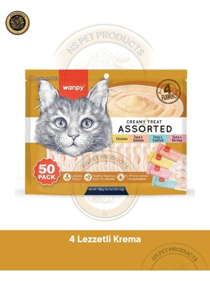 Wanpy Karışık 4 lezzetli Krema Kedi Ödül Maması 50x14gr