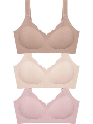 Cottonhill Seamless Bra - Mirena | Lazer Kesim Rib Dokulu Toparlayıcı Balensiz Kadın Sütyen 3'lü Paket