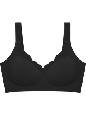 Cottonhill Seamless Bra - Mirena | Siyah Lazer Kesim Rib Dokulu Toparlayıcı Balensiz Kadın Sütyen