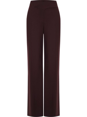 ROMAN Bel Kapama Detaylı Geniş Paça Pantolon Bordo KK012033_008