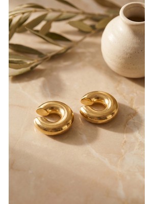 Eco Lounge 316L Çelik Gold Renk Çiftli Earcuff Küpe