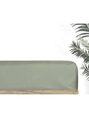 Sarev Monochrome Tek Kişilik %100 Pamuk Saten Fitted Çarşaf -Smoke Green
