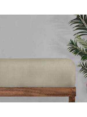 Sarev Monochrome Tek Kişilik %100 Pamuk Saten Fitted Çarşaf -Natural Beige