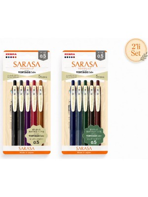 Ofisinn Zebra Sarasa Clip Jel Mürekkepli Kalem Vintage Set 0,5mm 5'li Set-1 Set-2
