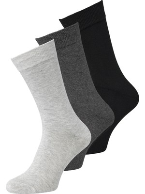 Jack & Jones Erkek 3'lü Logo Baskili Çorap Paket- Basic