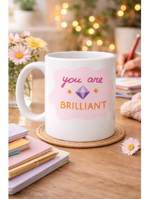 Vintessy You Are Brilliant "sen Harikasın" Yazılı Porselen Kupa Model 149 – Motivasyon Kupası – Moral