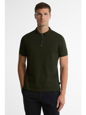 Barbour Stately Zip Polo Yaka GN13 Sage