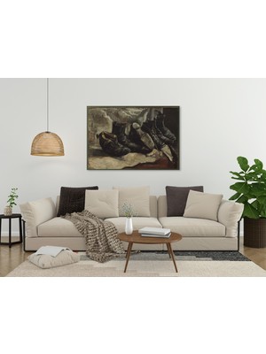 Pegziz Bir Çift Ayakkabı Tablosu | Çerçeveli Natürmort Sanat Poster Duvar Dekoru