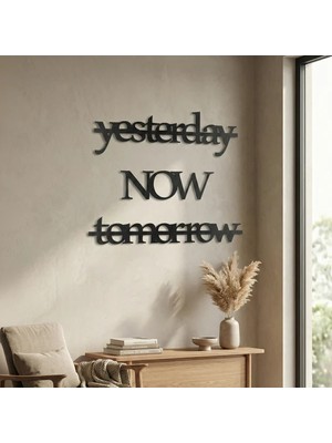 Vintessy Yesterday Now Tomorrow Duvar Yazısı Mdf Lazer Kesim Modern Tipografik Duvar Süsü