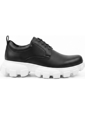 Zerenyus Trox Premium Trakör Taban 5 cm Boy Uzatan Erkek Spor Casual Ayakkabı Siyah Beyaz