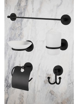 ERFAHOME Banyo Aksesuar Seti 5’li Uzun Havluluk/tuvalet Kağıtlığı/bornoz Askısı/sabunluk/diş Fırçalık