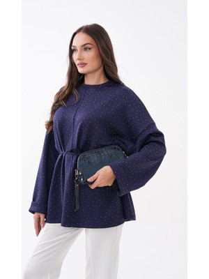 Mega Life Taş Detaylı Yırtmaçlı Oversize Tunik