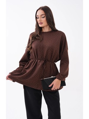 Mega Life Taş Detaylı Yırtmaçlı Oversize Tunik