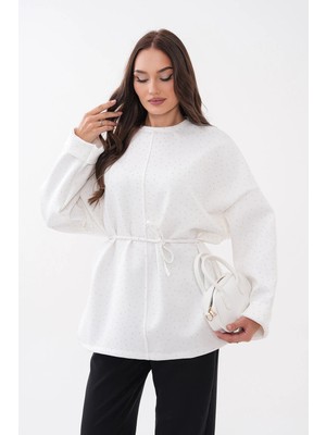 Mega Life Taş Detaylı Yırtmaçlı Oversize Tunik