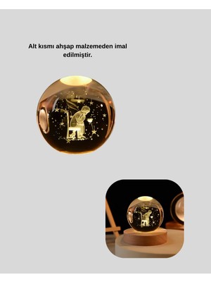 Starseven Küçük Prens Cam Küre USB Işıklı Ahşap Standlı Büyük Boy