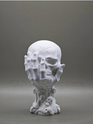 Canseb Elegance 9cm Skull In Hand Premium Dekor Kuru Kafa El Objesi Biblo