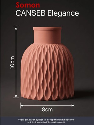 Canseb Elegance Premium - Somon - Dalgalı Dekoratif Vazo - 10X8CM - El Boyaması Işçilik