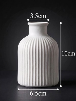Canseb Elegance (Mermer Tozu Içerir) - 10CM Mini Vazo - Soft Beyaz - El Boyaması Işçilik - Elegance Seri