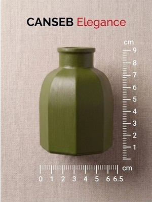 Canseb Elegance 9x6.5cm - Haki - Sekizgen Mini Vazo - El Boyaması Işçilik - 9cm Mini Vazo
