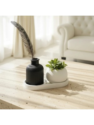 Canseb Elegance 3'lü Pampas Vazosu ve Saksı Seti - Premium - Decor - Pinterest - Bohem - Iskandinav Tarzı - Vazo - Dekoratif Vazo - Obje - Biblo - Heykel - Hediyelik - Dekor Obje