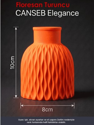 Canseb Elegance Premium - Floresan Turuncu - Dalgalı Dekoratif Vazo - 10X8CM - El Boyaması Işçilik