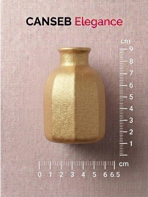 Canseb Elegance 9x6.5cm - Pürüzlü Altın Renk - Sekizgen Mini Vazo - El Boyaması Işçilik - 9cm Mini Vazo