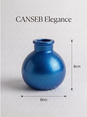 Canseb Elegance Premium - Metalik Mavi - Minik Tombul Vazo - 8X8CM - El Boyaması Işçilik