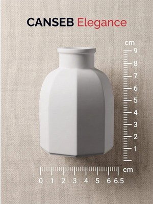 Canseb Elegance 9x6.5cm - Mat Beyaz - Sekizgen Mini Vazo - El Boyaması Işçilik - 9cm Mini Vazo