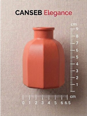 Canseb Elegance 9x6.5cm - Somon Renk - Sekizgen Mini Vazo - El Boyaması Işçilik - 9cm Mini Vazo