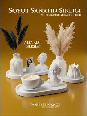 Canseb Elegance Soyut Sanatın Şıklığı - 10 Parça Dekoratif Obje Biblo Vazo Seti (Beyaz)