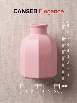 Canseb Elegance 9x6.5cm - Bebe Pembesi - Sekizgen Mini Vazo - El Boyaması Işçilik - 9cm Mini Vazo