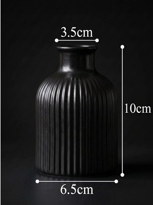 Canseb Elegance (Mermer Tozu Içerir) - 10CM Mini Vazo - Parlak Siyah - El Boyaması Işçilik - Elegance Seri