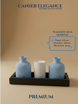 Canseb Elegance Premium - - Dörtlü Dekoratif Vazo ve Mumluk Set - El Işçiliği Boyama