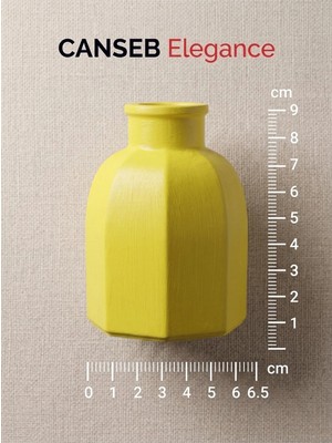 Canseb Elegance 9x6.5cm - Limon Sarısı - Sekizgen Mini Vazo - El Boyaması Işçilik - 9cm Mini Vazo