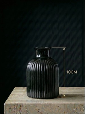 Canseb Elegance Premium - Mini Vazo - Parlak Siyah - 10CM Boyunda - El Boyaması Işçilik
