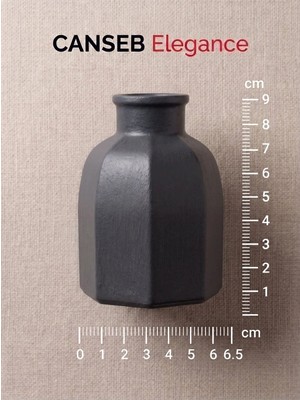 Canseb Elegance 9x6.5cm - Antrasit - Sekizgen Mini Vazo - El Boyaması Işçilik - 9cm Mini Vazo