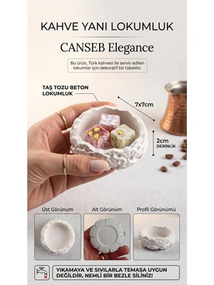 Canseb Elegance Taştozu - 7X7CM - Desenli Kahve Yanı Küçük Lokumluk Tabağı - 1 Adet